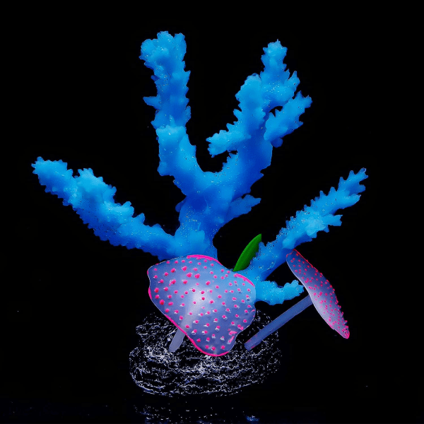 Aquarium Fish Tank Light Effect Silikon Artificiell Korall - Blå