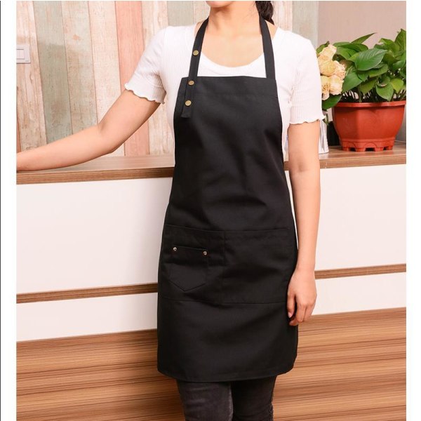 Canvas køkkenforklæde med justerbare stropper, BBQ forklæde, 60 x 75 cm