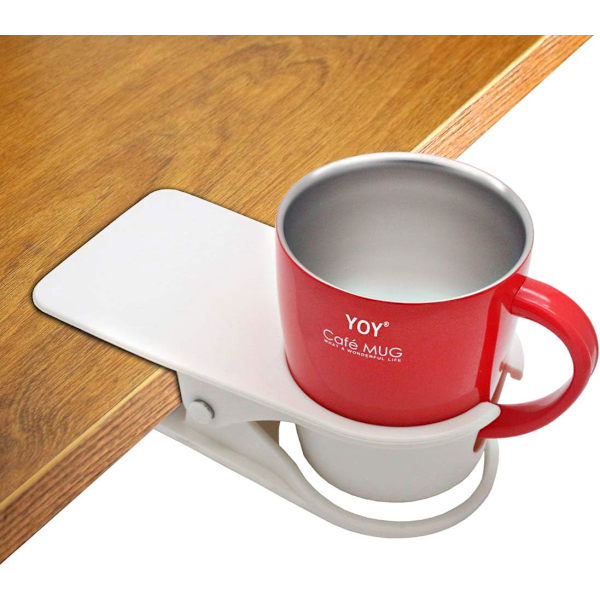 Clip-on dryckeshållare för kontorsbord (vit)