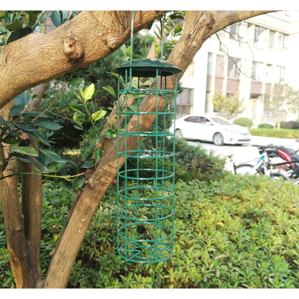 24*7cm fuglefoderautomat, genopfyldelig vildfuglefoderautomat, plast, grøn
