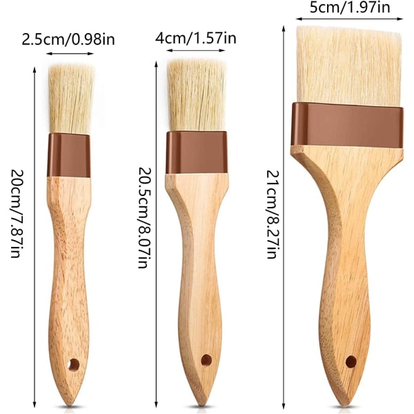 3 Pieces Wood Pastry Brush Natural Bristle Pastry Brush Grill Pas