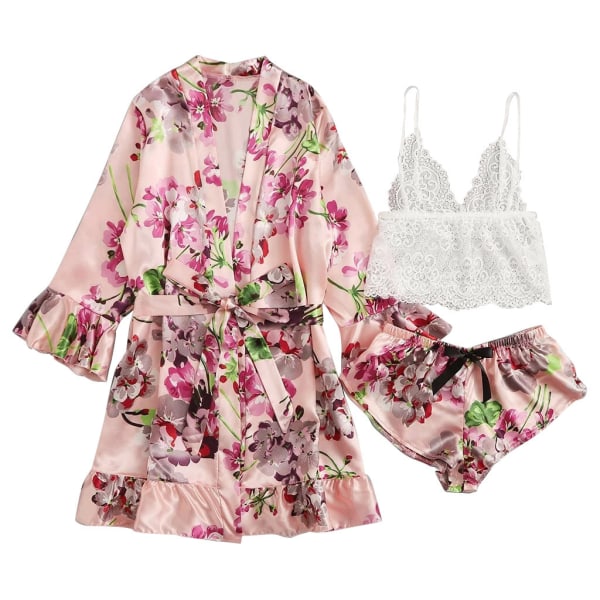 (Storlek L) Imitation Silke Damkläder Pyjamas Nattlinne Underkläder Klänning
