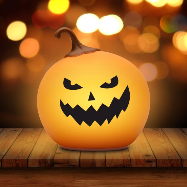 Halloween Pumpkin Kids Night Light, Lights 7 Color LED Silicone T