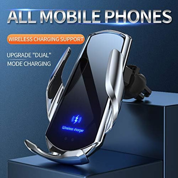 Trådlös billaddare 15W Qi snabbladdning automatisk klämmande billaddare för universell telefonhållare luftventil telefonhållare för iPhone 11 Pro Max Xs, Samsung Galaxy S20, S10+ Note etc
