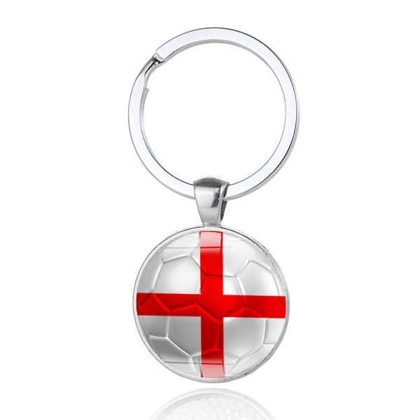 2pcs White St George and Red Cross Round Metal Key Rings
