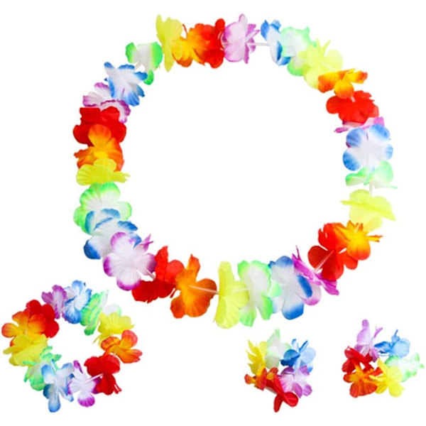 Pojkar Flickor Hawaiianska Blommor Blad Gräs Kjolar Girlang Kostym Set