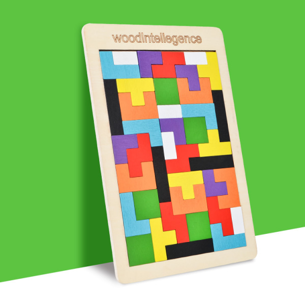 Puinen Block Puzzle Brain Teaser Toy Tangram Intellectual Colorfu