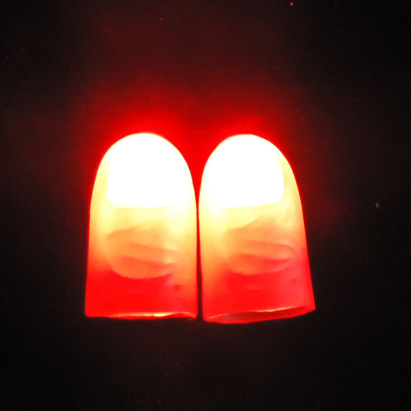 2 Red Magic Finger Light Up Thumb Tips Led Finger Lampe Tommelfinger Lig