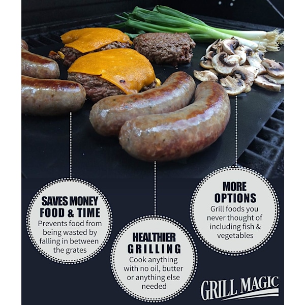 Grillmåtter til udendørs grill, grillmåtter non-stick sæt med 5 BBQ grillmåtter B