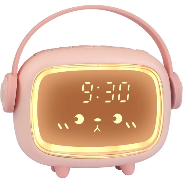 Auringonnousu Simulaattori Digitaalinen Herätyskello Lapsille, Time Angel LED Herätyskello Makuuhuoneeseen Herätysvalolla ja Ladattavalla Verkkovirralla Käyttöinen Yöpöytävalaisin (Pinkki)