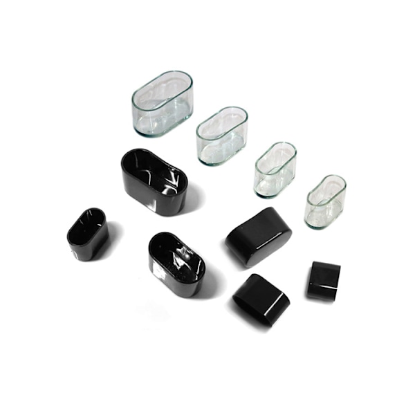 Sats om 8, ovala mjuka PVC-stolbensskydd 30 x 60 mm, svart