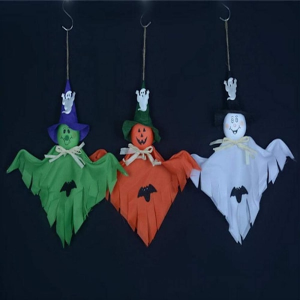 6 stycken Halloween hängande spöke, pumpa spöke halm vindsäck hänge för H