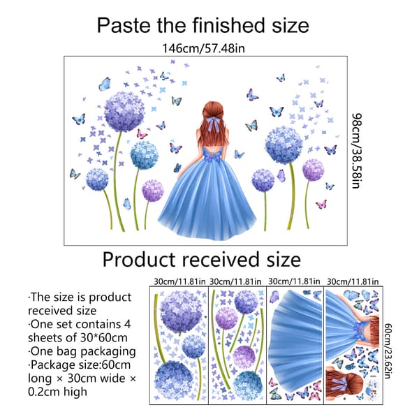 Fjärilsflickor Väggdekaler Blomsterfe Väggdekaler Färgglada Fjärilar