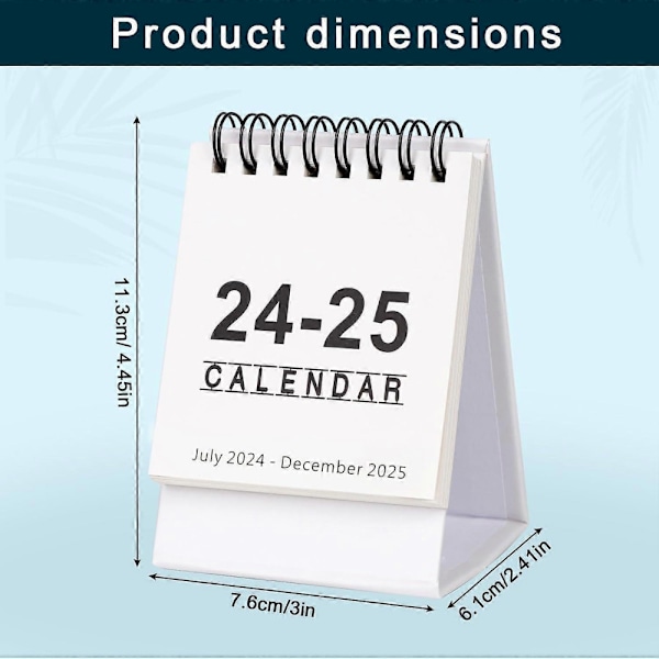 Mini Skrivbords kalender, från juli 2024 till december 2025 Mini Stående Kalender