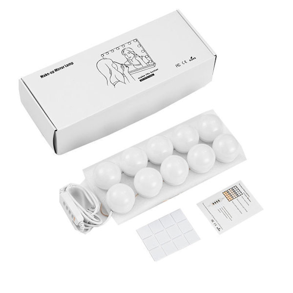 LED-spegelbelysningsset för sminkbord, med 10 dimbara glödlampor