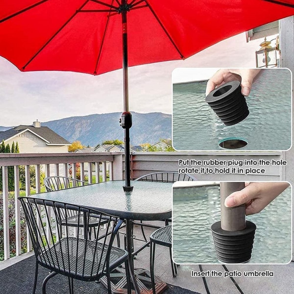 2 stk paraplykegle baseholder, for patio bordhullåpning og stabilitet eller paraplybaseholder, parasollstativ, svart, 5,8*4,5 cm