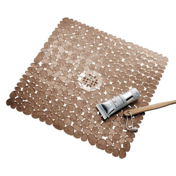 Non-slip safety bath tub mat with suction cup 54x54cm，brown