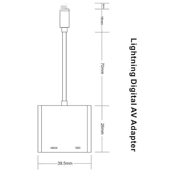 Lightning till HDMI Digital TV AV-adapterkabel för Apple iPhone iPad 5 6 7 8 Plus