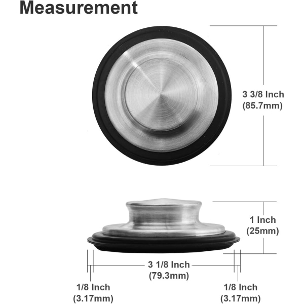 3 3/8 tum (8,57 cm) - Diskbänkstopp i rostfritt stål