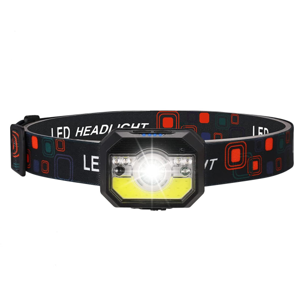 LED strong light sensing headlamp multi-function helmet flashligh