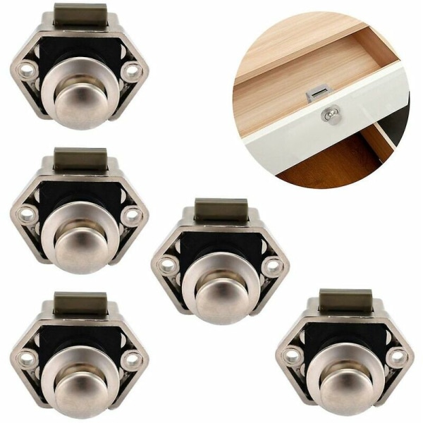 5-pack Mini Push Button Lås för Skåpdörr Husvagn Husbil