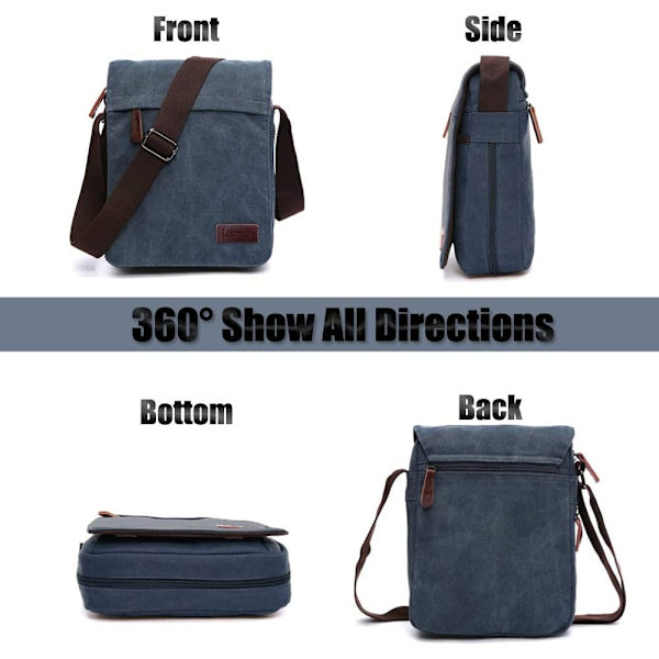 Män axelväska, canvas crossbody väska, 13,3 tum laptop väska, messenger