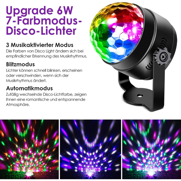 Voice Control Disco Ball, 2 Pack 7 Colors Disco Ball with 6W Remo