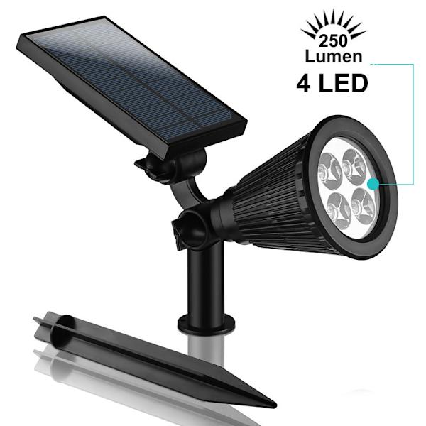 2 st, 4 LED solcellslampor, vattentät IP65, säkerhetslandskapsbelysning, färgglad
