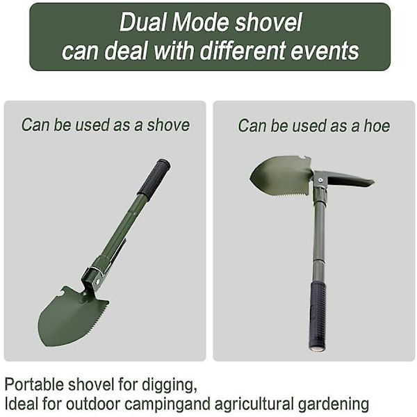 Camping Spade, Fällbar Spade, Bärbar Mini Militär Överlevnadsspade Med Hacka/Hacke/Såg/Öppnare/Kompass, Multifunktionellt Verktyg För Camping, Fiske