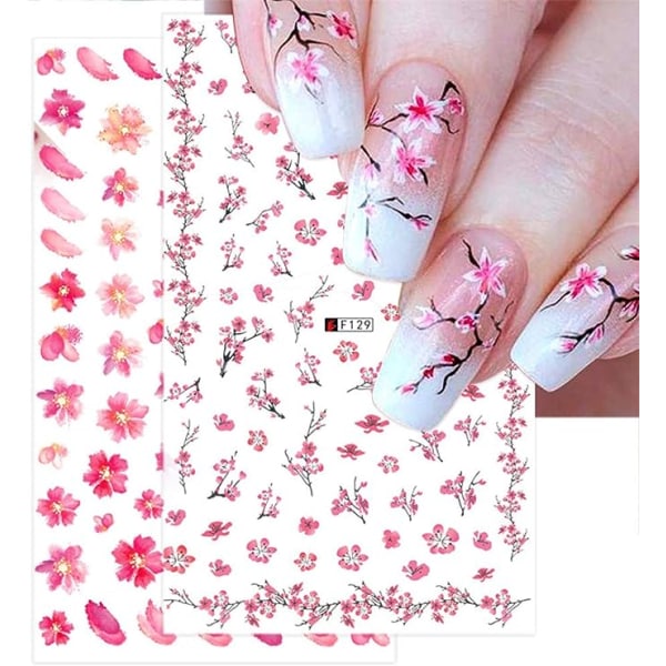 3 ark Blommor Nail Stickers Spring Sakura Nail Art Dekaler Summ