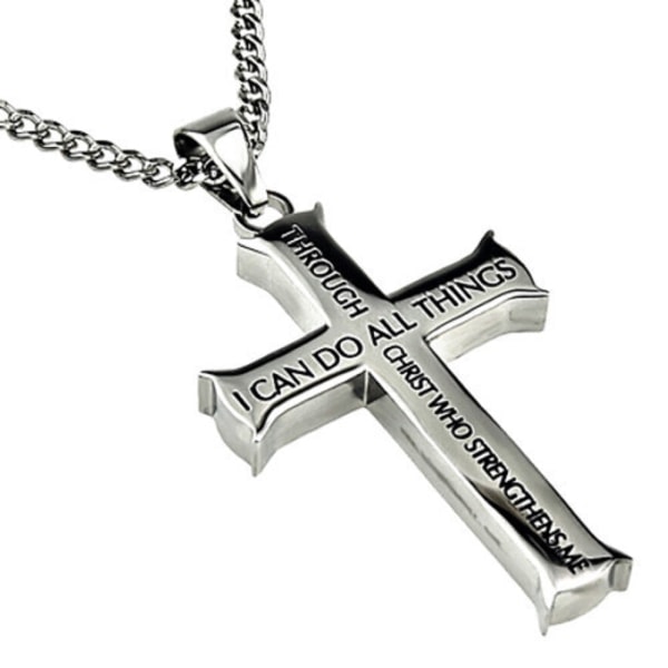 Titanium Bible Cross vedhæng halskæde rustfrit stål kantstenskæde
