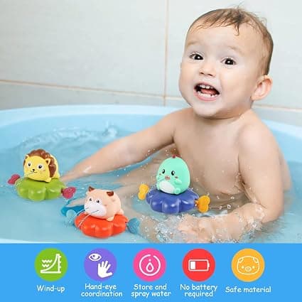 Baby badeleke, 3 gummidyr badeleke, flytende vannsprøyteleke