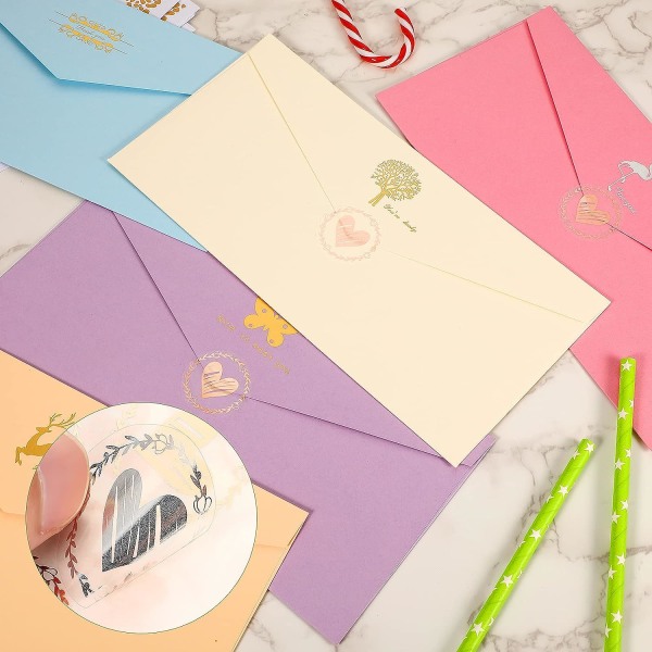 500 heart-shaped envelope seals, heart-shaped stickers, transpare