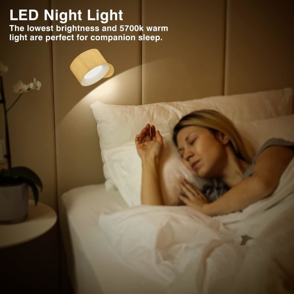 LED-vegglampe, vegglampe med USB-port, oppladbare batterier, B