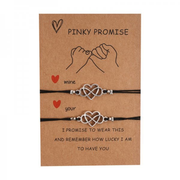 2 stk Pinky Promise Heart Infinity Armbånd Distance Matching fo