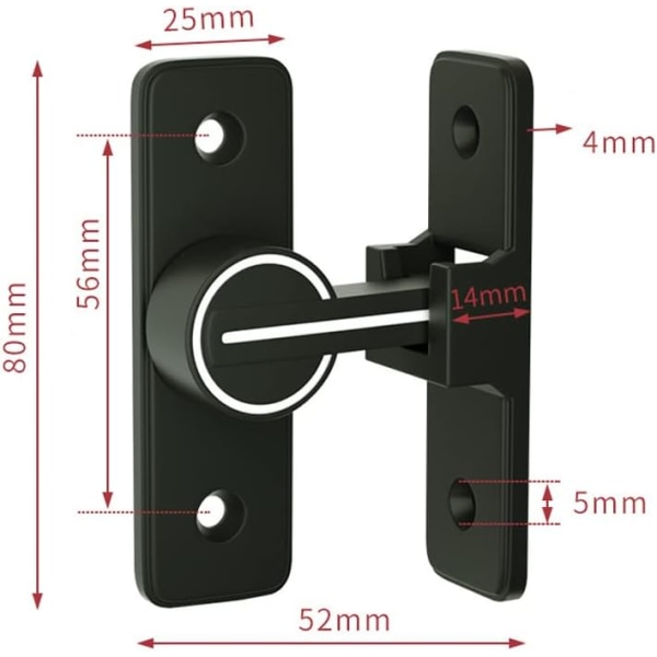 Sliding Door Lock, 90 Degree Movable Door, Right Angle Buckle, Pr