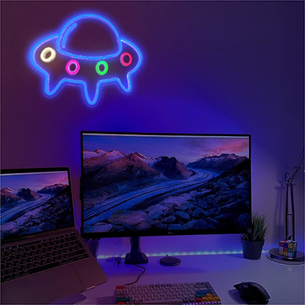 Neonlogotyp, Alien LED-neonväggdekoration USB-strömbrytare 15,7x1