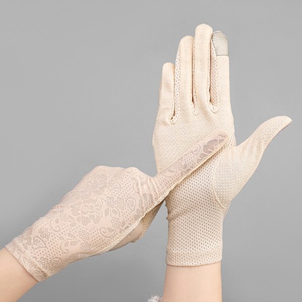 Solskyddshandskar Anti-Slip Anti-UV Körhandskar Damer och Flickor Sommar Utomhus Handskar Aprikos Färg
