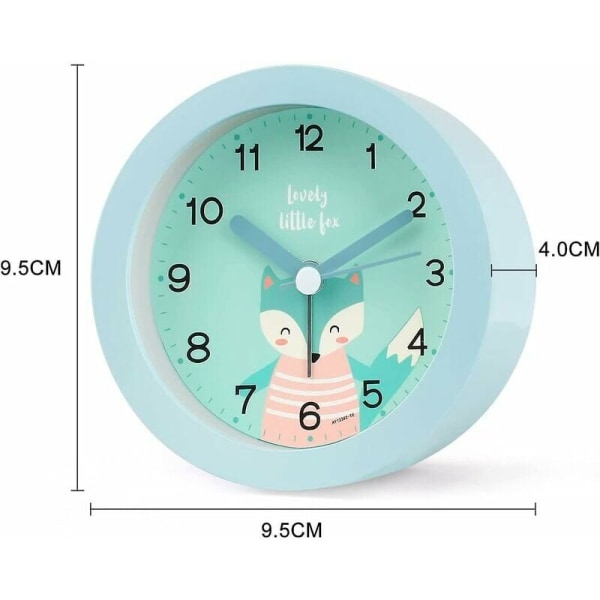 Børnevækkeur, lydløs vækkeur til søde børn, ekstrem natvækkeur til børn, vækkeur med natlys, rejsevækkeur, blå