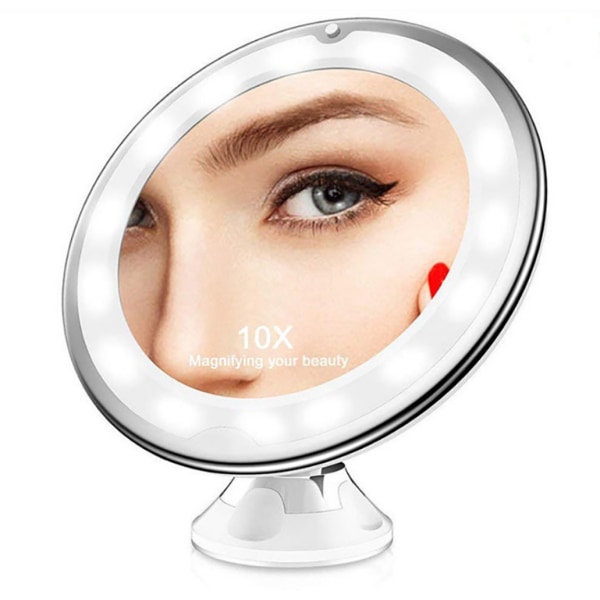 Sminkspegel 10x förstoring LED-upplyst sminkspegel 360