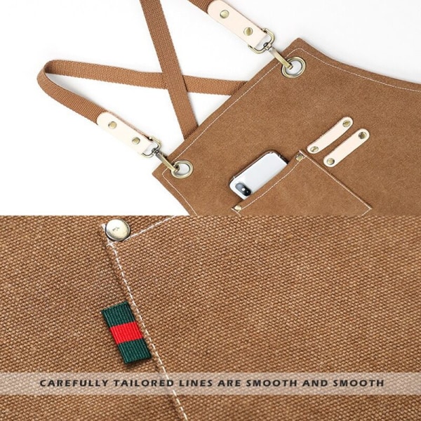 Canvas Utility Work Apron med justerbara remmar för frisör, kök