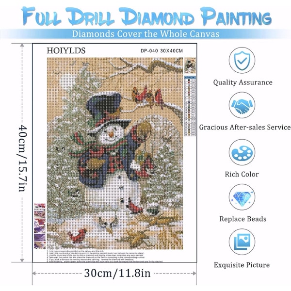 Snögubbe målar runda hel diamantprickar, 5D med diamantmålning