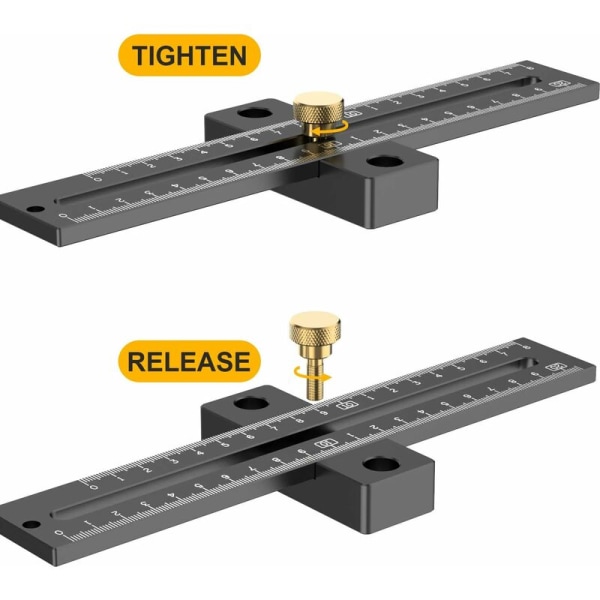 T-vinkel linjal, tremarkering hullinjal strekningsmåler linjeforbinder snekker med 180MM skala trebearbeiding, aluminiumslegering, svart