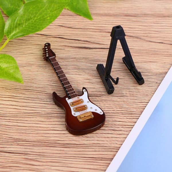 Miniatyrgitarrmodell elgitarr rörlig docka musikinstrument miniatyr