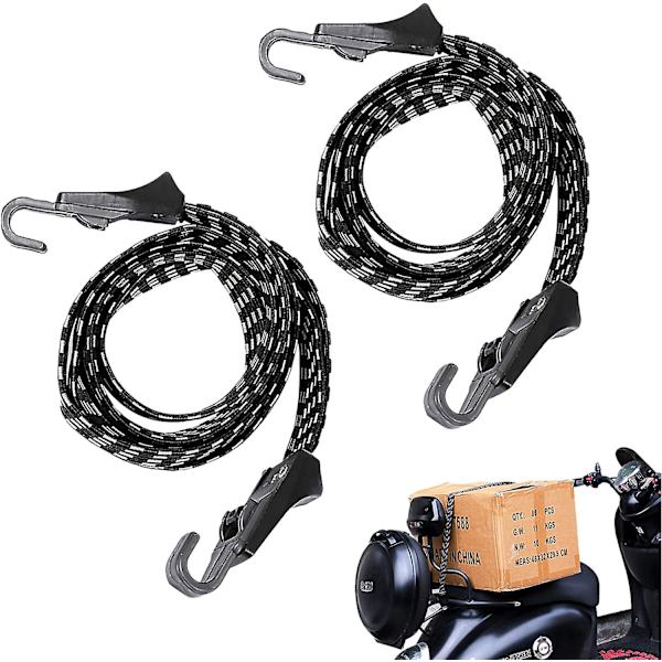Cykel spärrband, bagagehållare gummiband, 2 stycken 3 i 1 multifunktionell elastisk fast bungee sladd med krok (68cm)