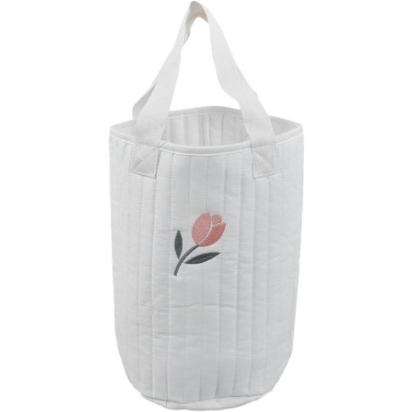 Babyflaska Tote Bag, Broderi Craft Bomullstyg Andas Babyflaska Kylare för Utomhus Camping Användning(Tulip)