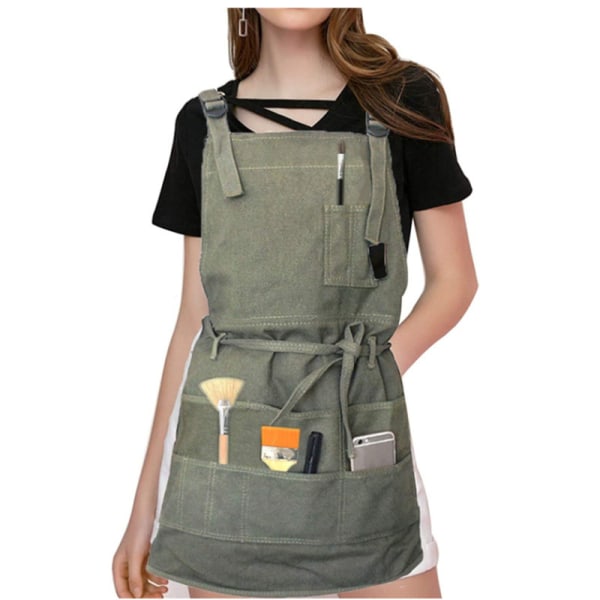 Apron Professional canvas apron with pockets, adjustable, green