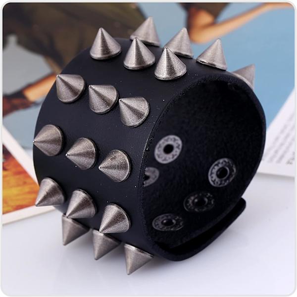Hip Hop Spike Rivet Alloy Buckle Läderarmband