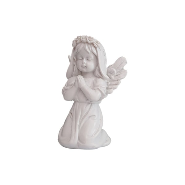 Knælende Bedende Engel Statue Figurine Hvid Resin Mini Pige Engel Vinger Statue Skulptur Væg Dekoration - Sød Have Kontor Engel Statuer Samleobjekter Ornamenter