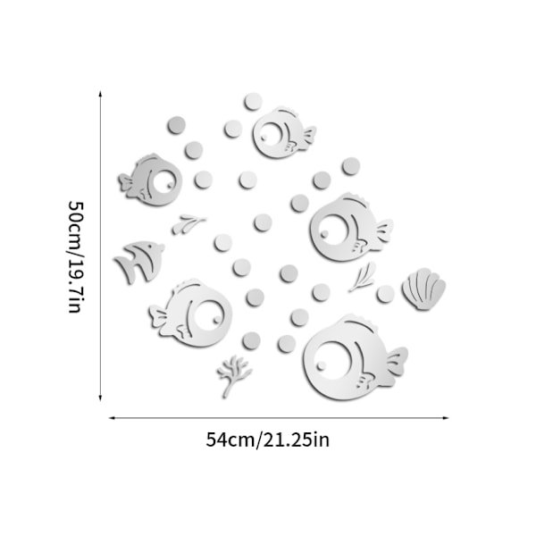 Fisk och bubblor väggdekaler, akryl spegel väggdekal, 3D väggdekal